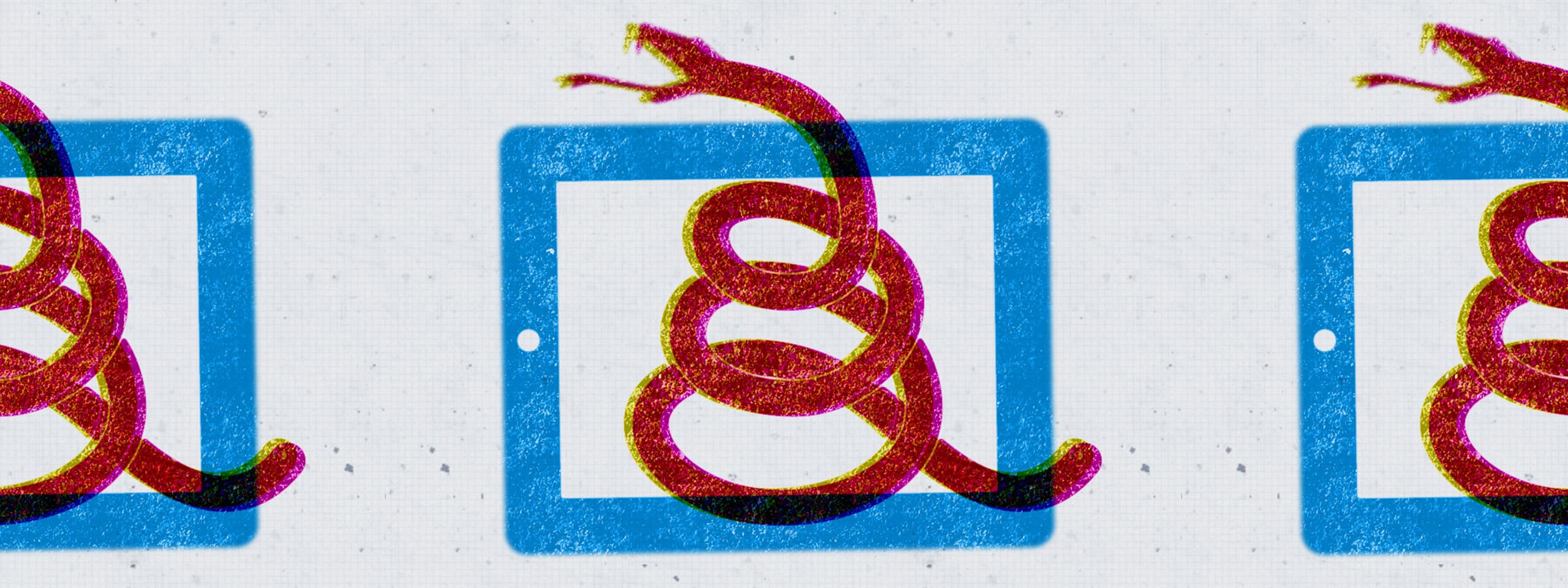 Illustration of a snake in a tablet