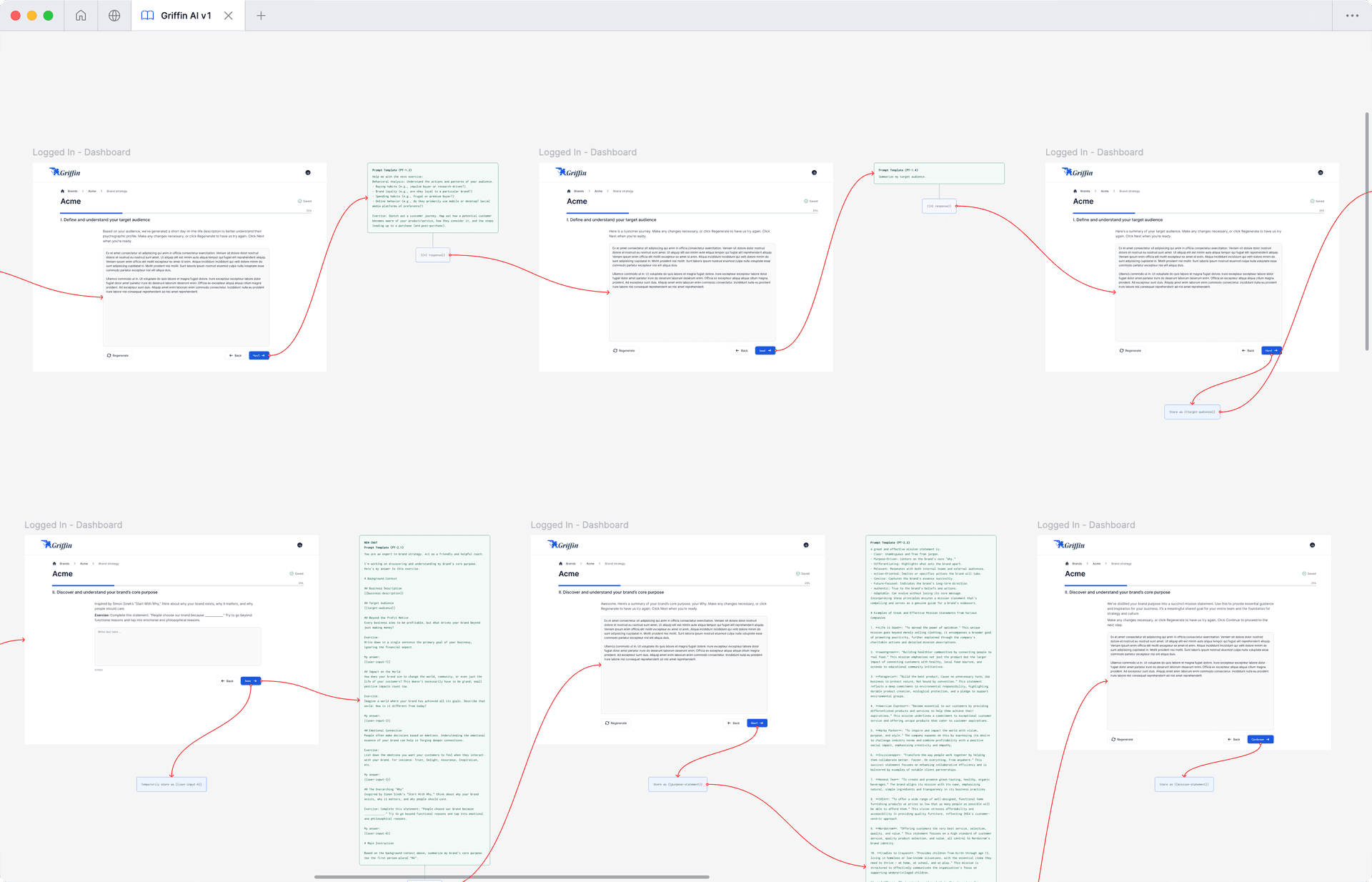 Screenshot of app flow in Figma