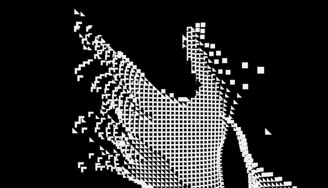 A pixelated hand