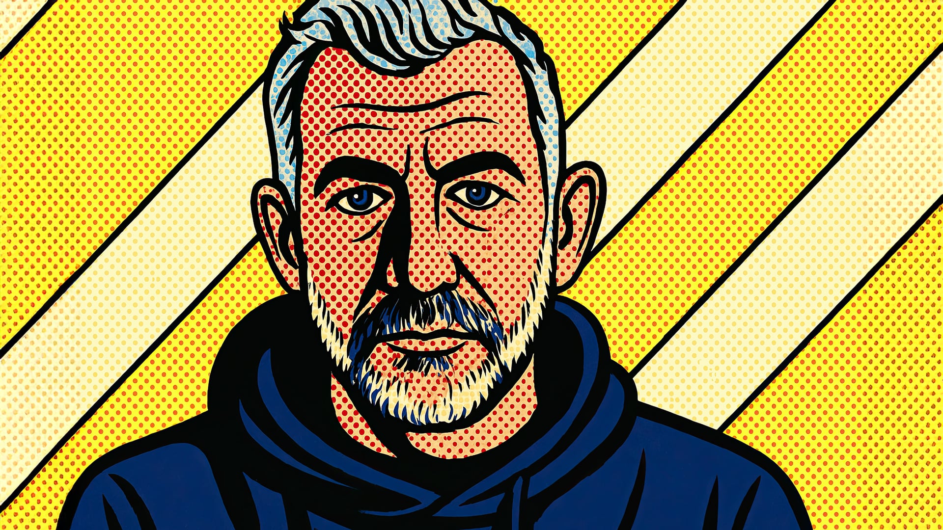 Comic-book style painting of the Sonos CEO Tom Conrad 